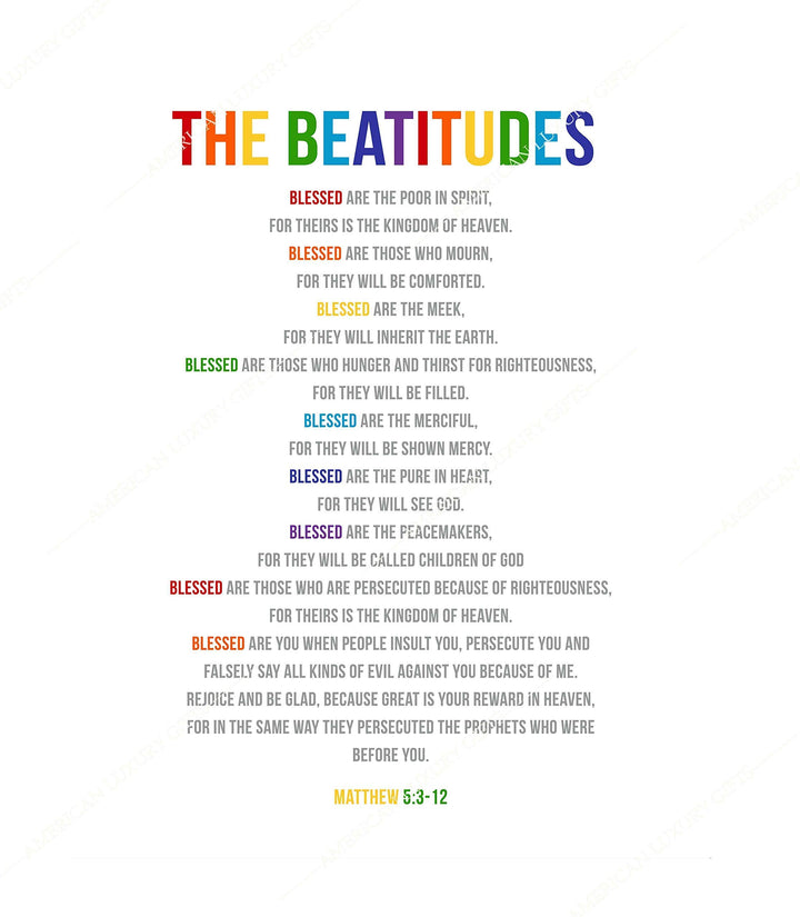 The Beatitudes-Blessed Are the Pure in Heart-Matthew 5:3-12-Bible Verse Wall Art-11x14" Scripture Wall Sign-Ready to Frame. Inspirational Christian Poster Print for Home-Office-Church-School Decor!