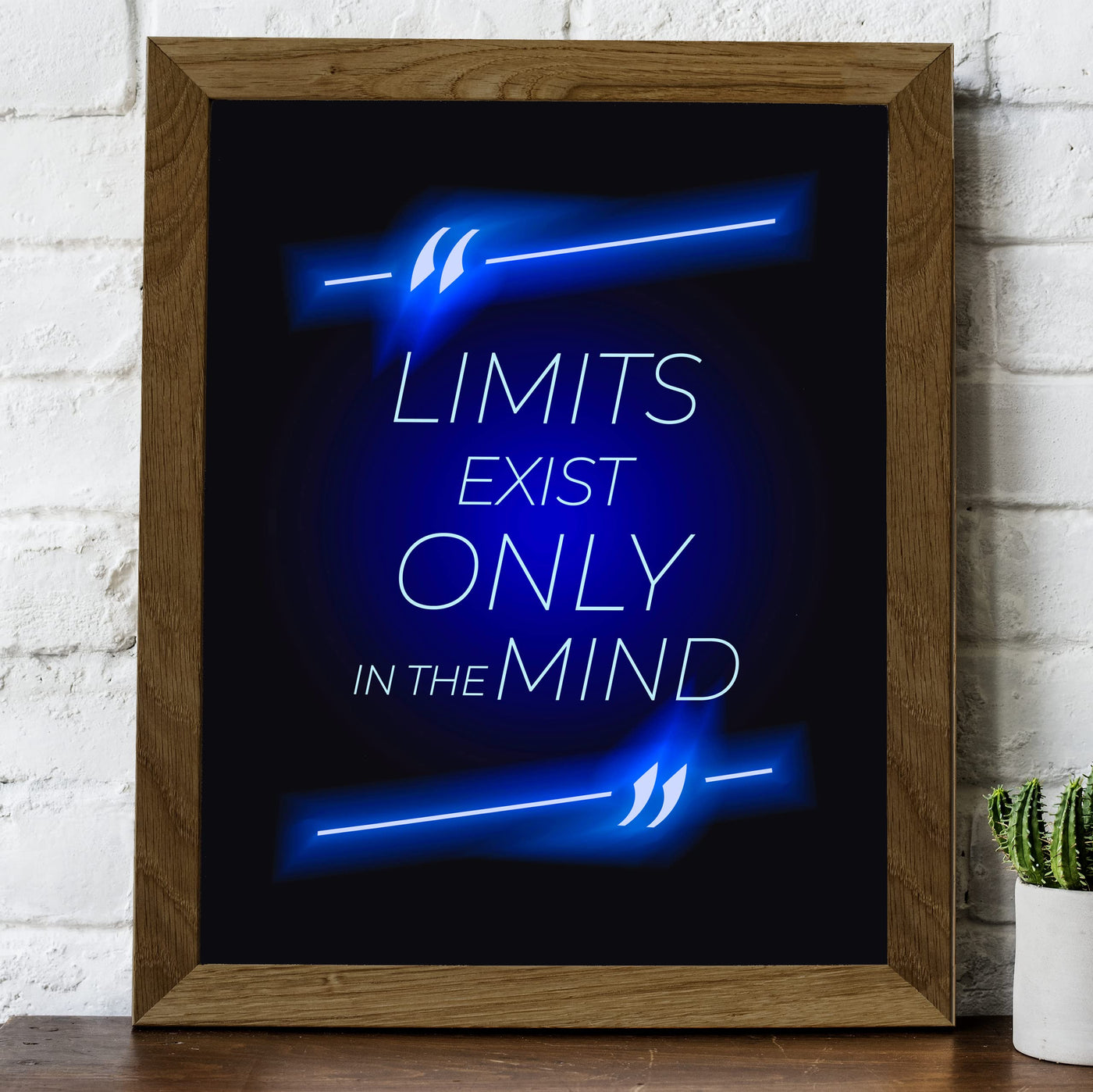 Limits Exist Only in the Mind Motivational Quotes Wall Art -8 x 10" Rustic Neon Lights Poster Print -Ready to Frame. Perfect Decoration for Home-Office-Classroom-Gym Decor. Encourage Success!