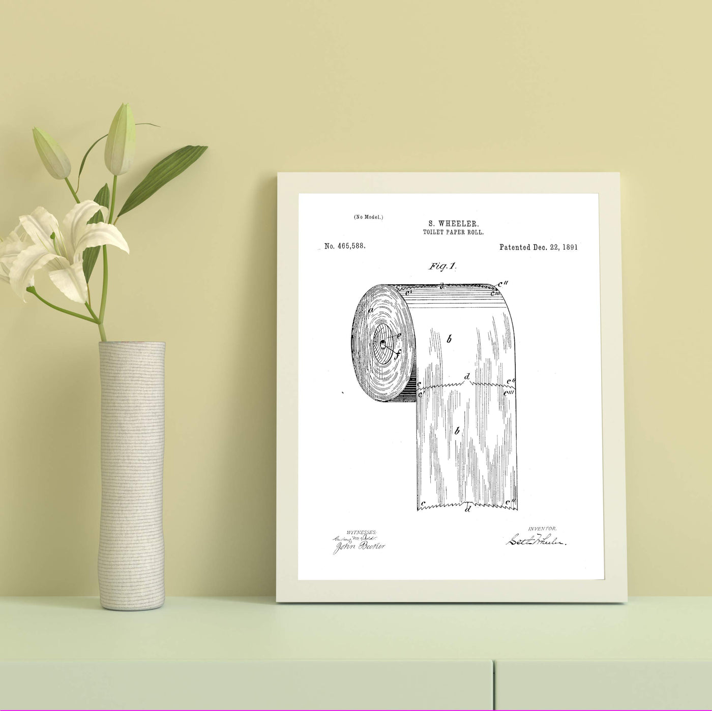 Toilet Paper Roll -Design Patent Wall Decor Art -8 x 10" Vintage Bathroom Wall Art Print-Ready to Frame. Retro Bathroom Sign for Home-Office-Guest House Decor. Perfect Housewarming Gift!