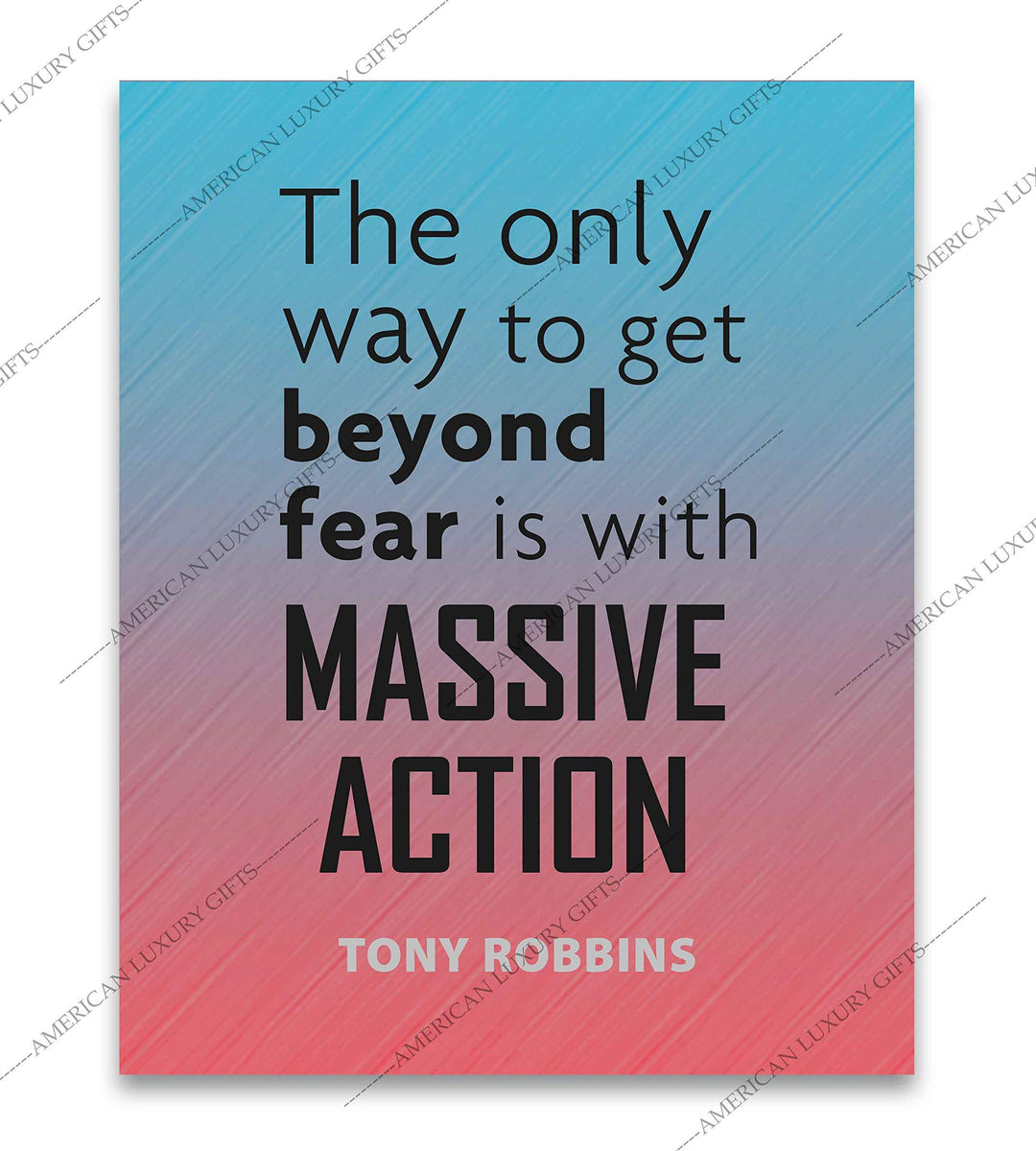 Tony Robbins Quotes Wall Art-"Only Way To Get Beyond Fear-Massive Action" Motivational Wall Sign -8 x 10" Inspirational Print-Ready to Frame. Home-Office-School-Gym Decor. Great Reminder for Success!