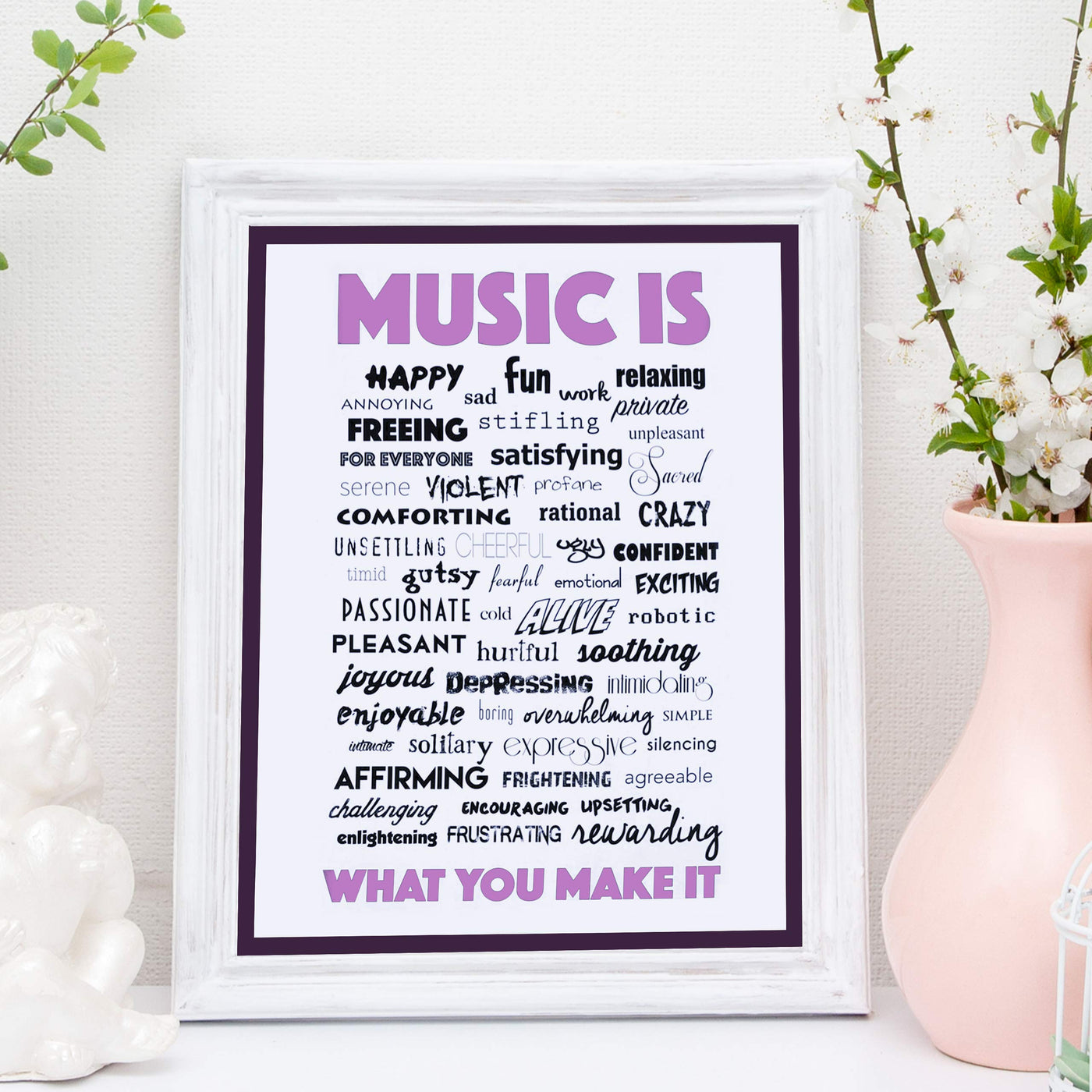 Music Is What You Make It-Inspirational Word Art Wall Sign-11 x 14" Motivational Poster Print-Ready to Frame. Perfect Home-Office-Studio-Dorm-Classroom Decor. Great Gift for All Music Fans!