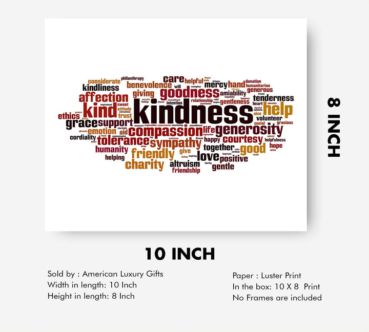 ?Words of Kindness?-Inspirational Word Art Sign- 10 x 8" Motivational Typographic Poster Print-Ready to Frame. Modern Home-Office-Classroom Decor. Perfect Teacher Gift &amp; Reminder-Kindness Matters!