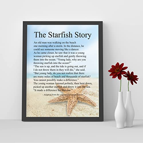 "The Starfish Story" Inspirational Beach Wall Art Sign -8 x 10"