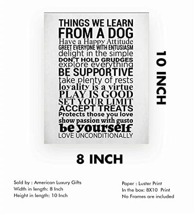 "Things We Learn From a Dog"- Happy Life- Wall Art Sign- 8 x 10"