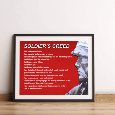 Soldier's Creed Patriotic Wall Decor-14x11" American Soldier USA Print-Ready to Frame. Patriotic Home-Office-Cave-Military Decor. Perfect Sign for Patriotism! Great Gift for Active Duty & Veterans!