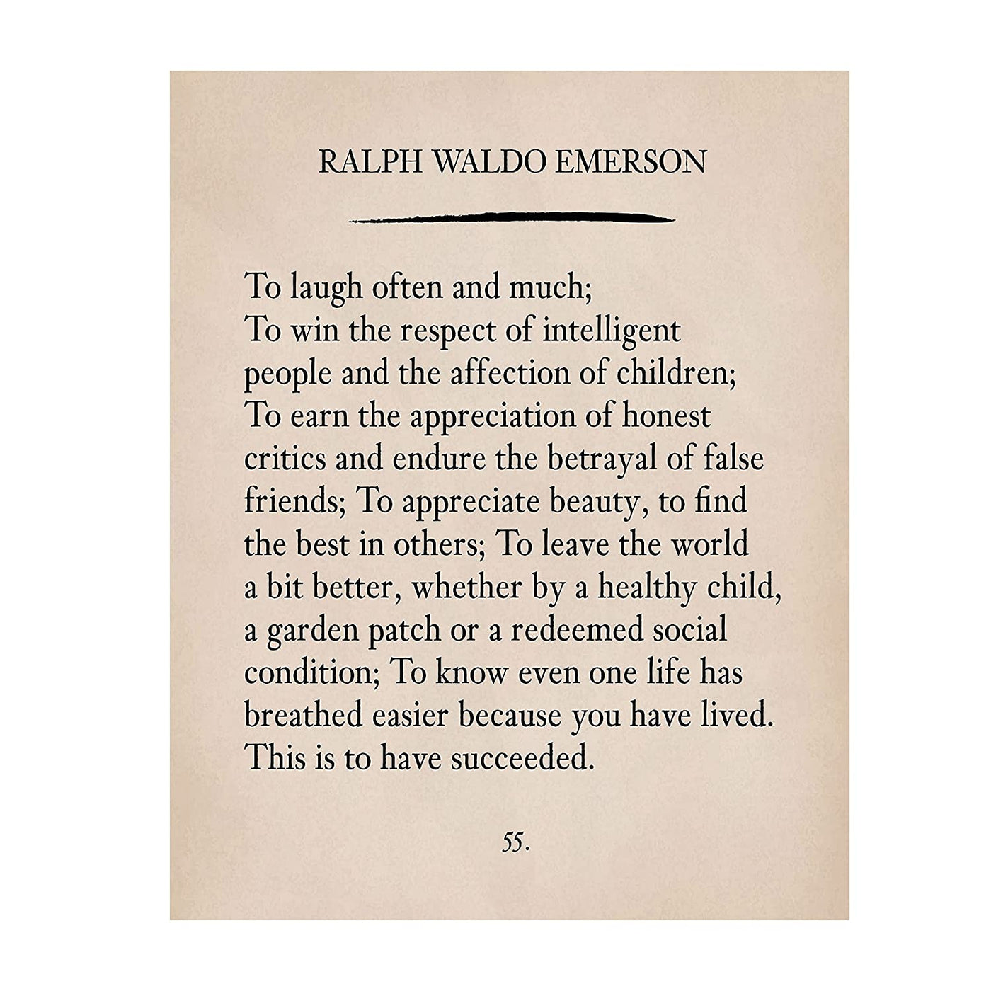 "To Laugh Often and Much"-Ralph Waldo Emerson Poem Page Print- 8 x 10"