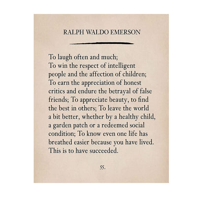 "To Laugh Often and Much"-Ralph Waldo Emerson Poem Page Print- 8 x 10"