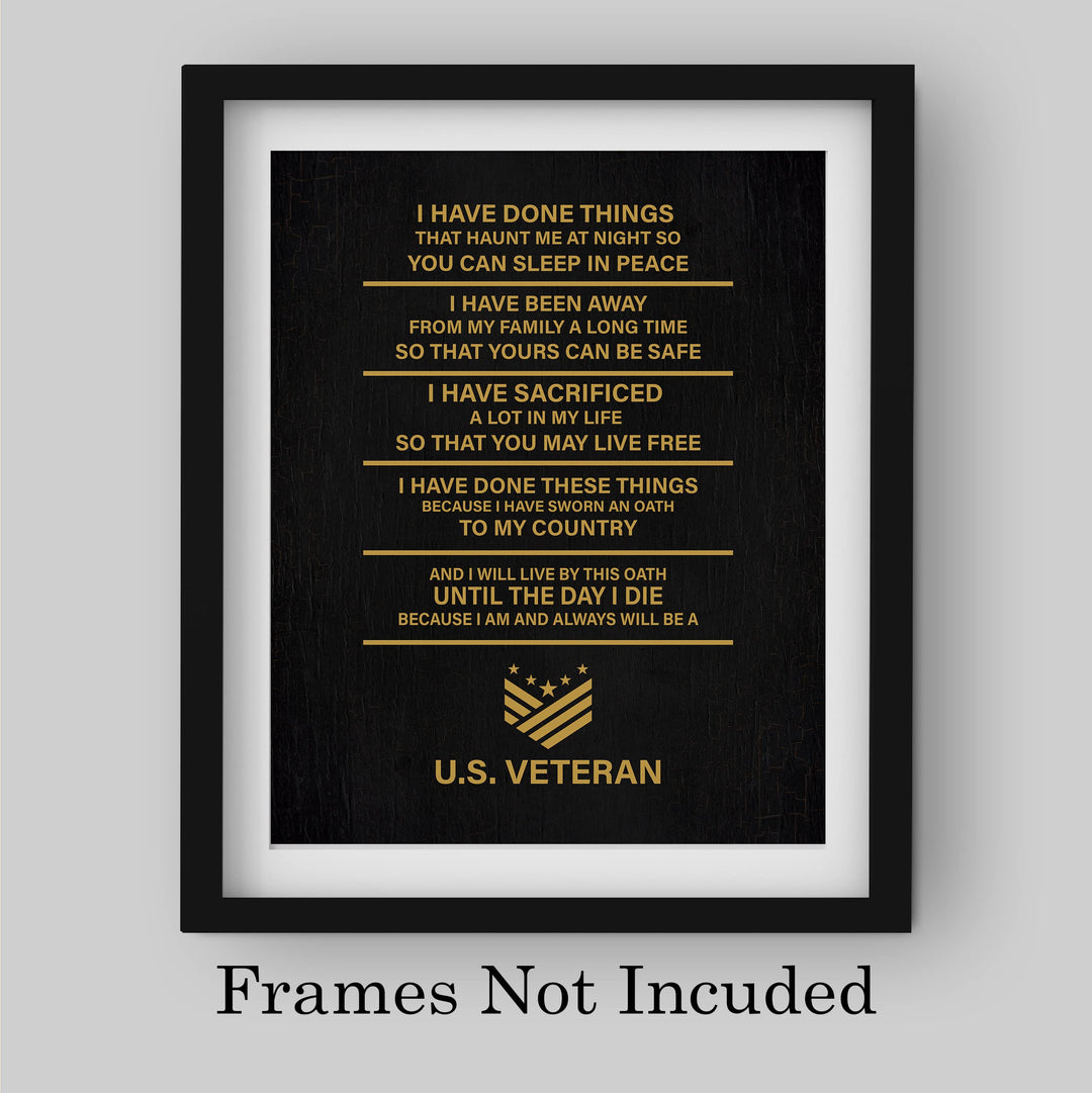I Will Live By This Oath - US Veteran American Flag Military Wall Art -8 x 10" Patriotic USA Veterans Print -Ready to Frame. Home-Office-Garage-Bar-Shop-Man Cave Decor. Display Your Patriotism!