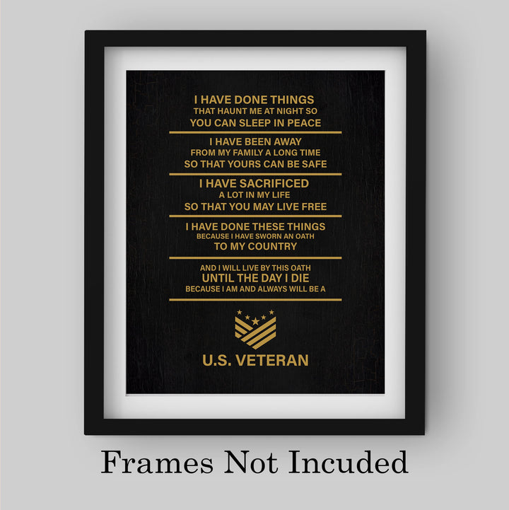 I Will Live By This Oath - US Veteran American Flag Military Wall Art -8 x 10" Patriotic USA Veterans Print -Ready to Frame. Home-Office-Garage-Bar-Shop-Man Cave Decor. Display Your Patriotism!