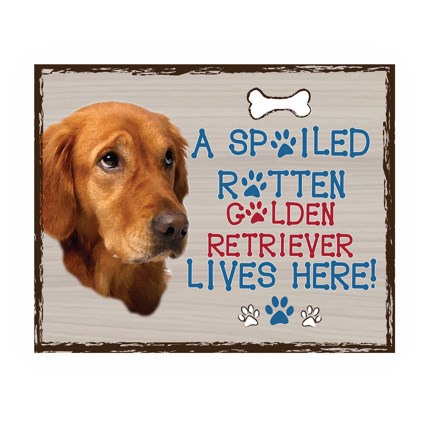 Golden Lab- Dog Poster Print-10 x 8" Wall Decor Sign-Ready To Frame."A Spoiled Rotten Golden Retriever Lives Here". Perfect Pet Wall Art for Home-Kitchen-Cave-Bar-Garage. Great Gift for Lab Lovers.