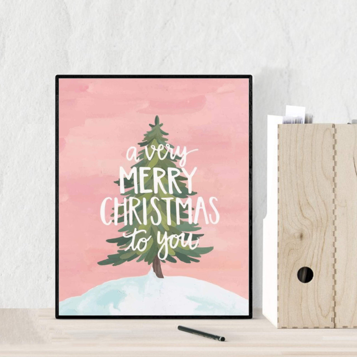 A Very Merry Christmas to You Christmas Tree Decor Wall Art-8 x 10" Modern Holiday Art Print-Ready to Frame. Festive Home-Kitchen-Farmhouse-Christian Decor. Perfect Winter Welcome Sign! Great Gift!