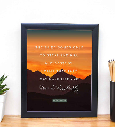 I Came That They May Have Life John 10:10- Bible Verse Wall Art- 8x10" - Scripture Wall Print-Ready to Frame. Inspirational Home-Office-Church D?cor. Beautiful Christian Art Gift. Empowering Verse!