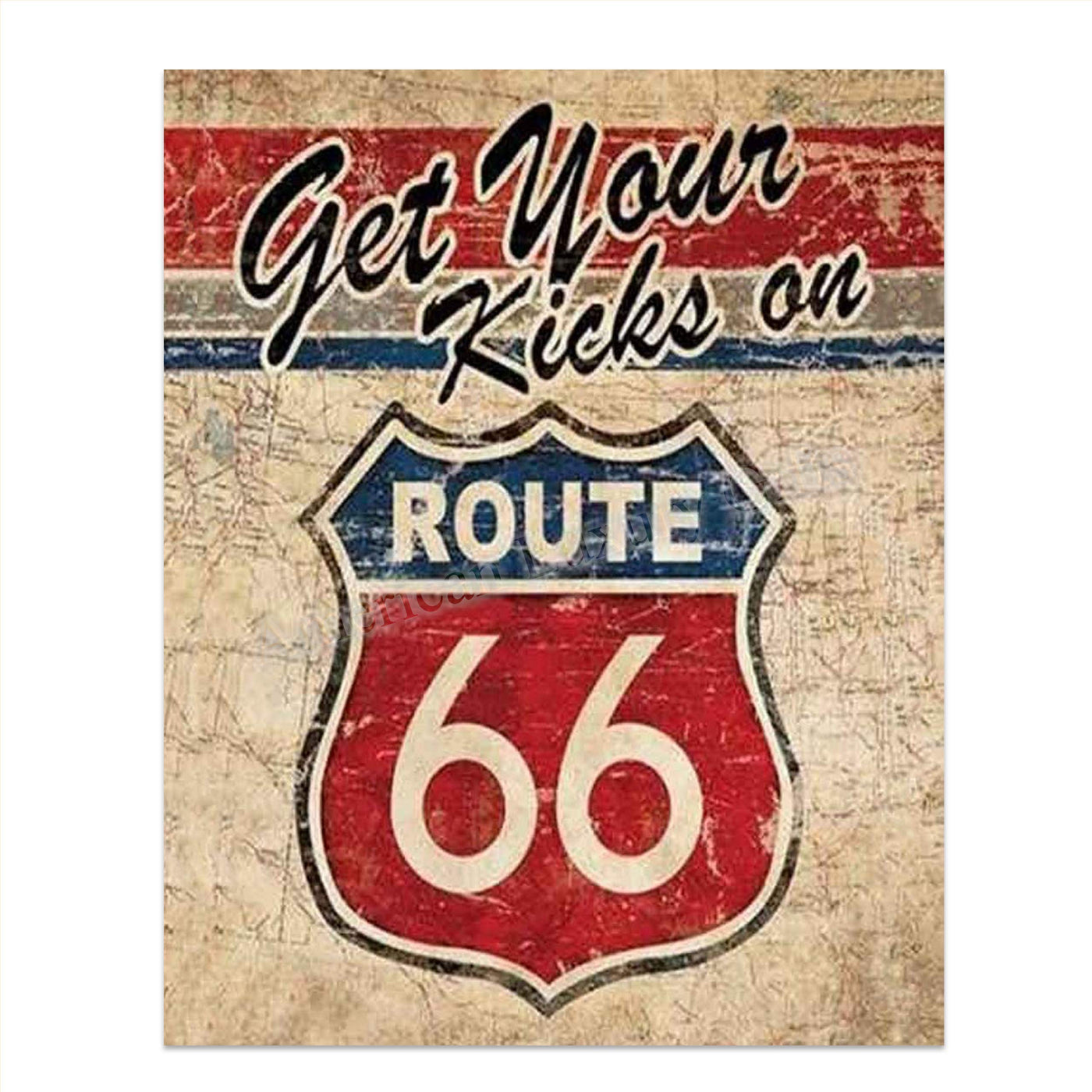 Get Your Kicks on Route 66- Vintage Sign Print- 8 x10 Wall Decor- Ready To Frame. Great Mens Gift- Home Decor- Office Decor. Great for Man Cave- Bar- Garage- Dorm's. Perfect for Car Lovers!