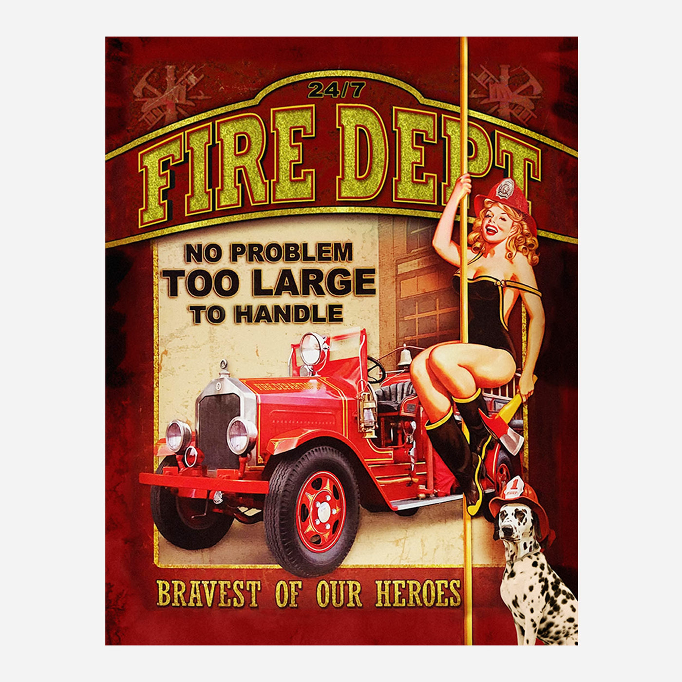 Fire Department Vintage Signs- 4 Image Set- 8 x10"s Wall Decor Prints- Ready To Frame. Great Gift for All Firemen- Home Decor- Office Decor. Perfect for Man Cave- Bar- Garage-Fire Stations!