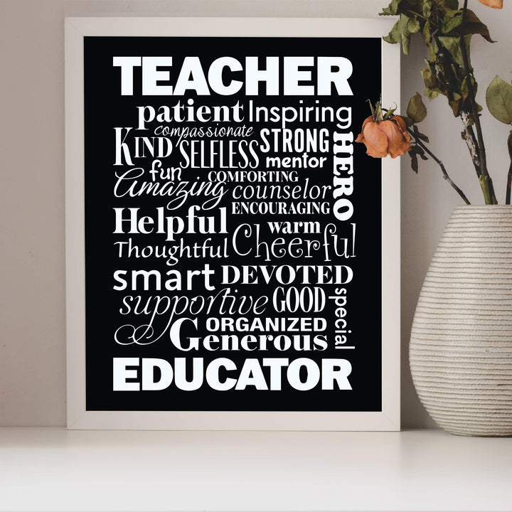 The Perfect Teacher-Educator Inspirational Wall Print- 8 x 10" Beautifully Designed Modern Typographic Word Art-Ready to Frame. Motivational Home-Office-Classroom Decor. Great Gift of Appreciation!