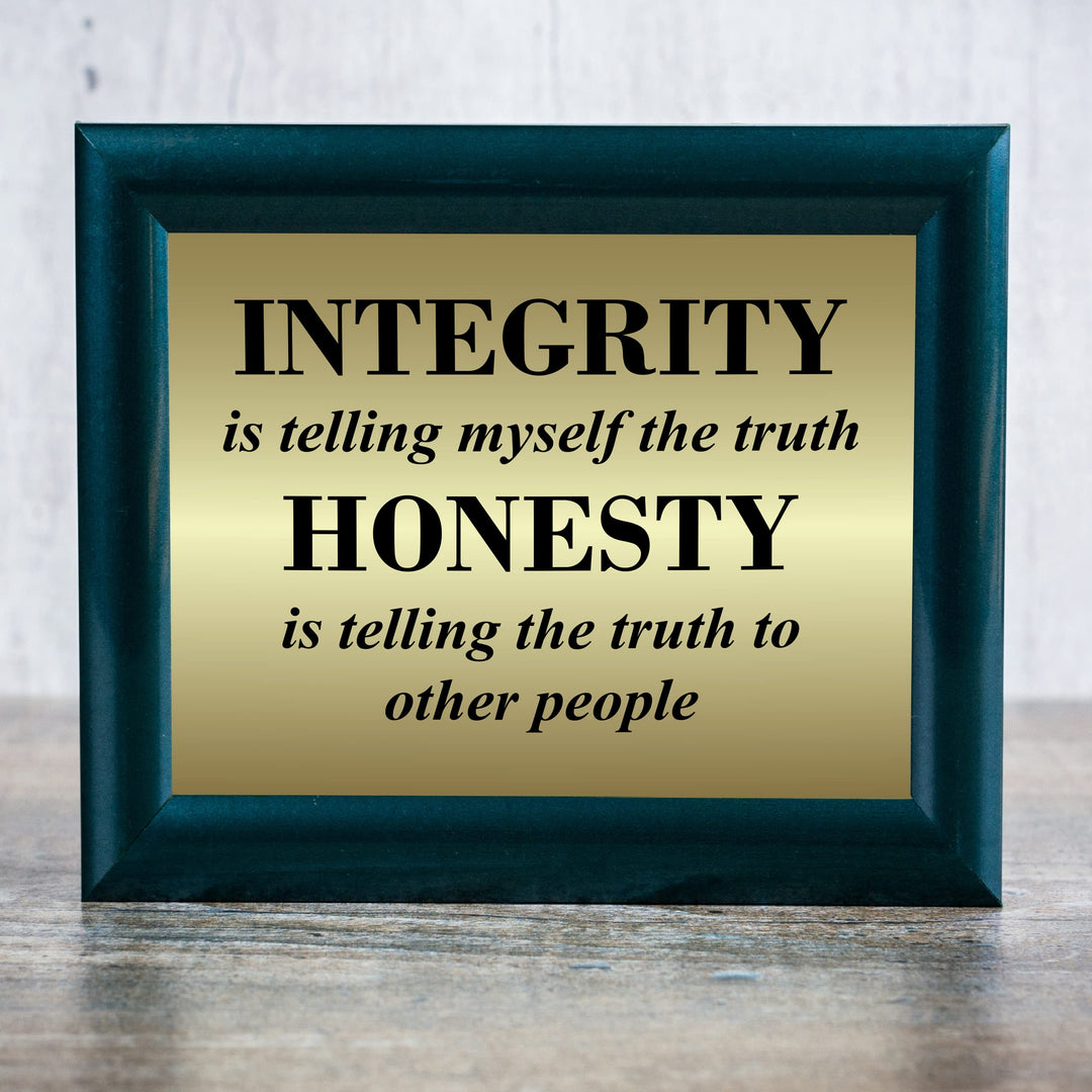 Integrity &amp; Honesty-Telling the Truth Inspirational Wall Art Sign -10 x 8" Motivational Quotes Poster Print -Ready to Frame. Positive Decor for Home-Office-Classroom. Great Gift for Teachers!