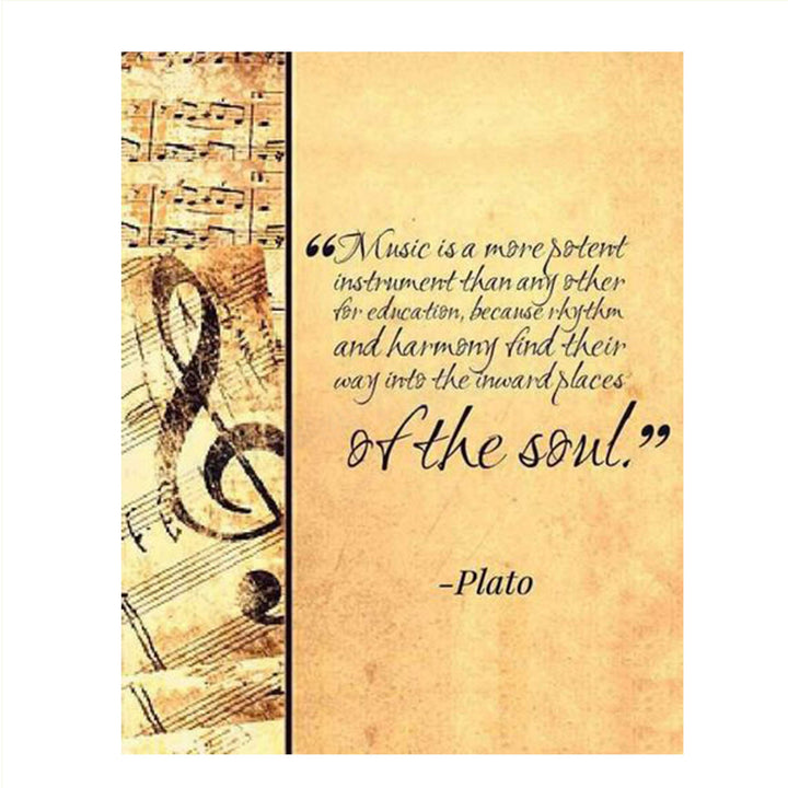 Plato Quotes Wall Art-"Music Finds Its Way Into Our Soul"- 8 x 10 Art Wall Print- Ready to Frame. Modern Home D?cor, Studio &amp; Office D?cor. Makes a Perfect Gift for Music Inspiration &amp; Philosophy.