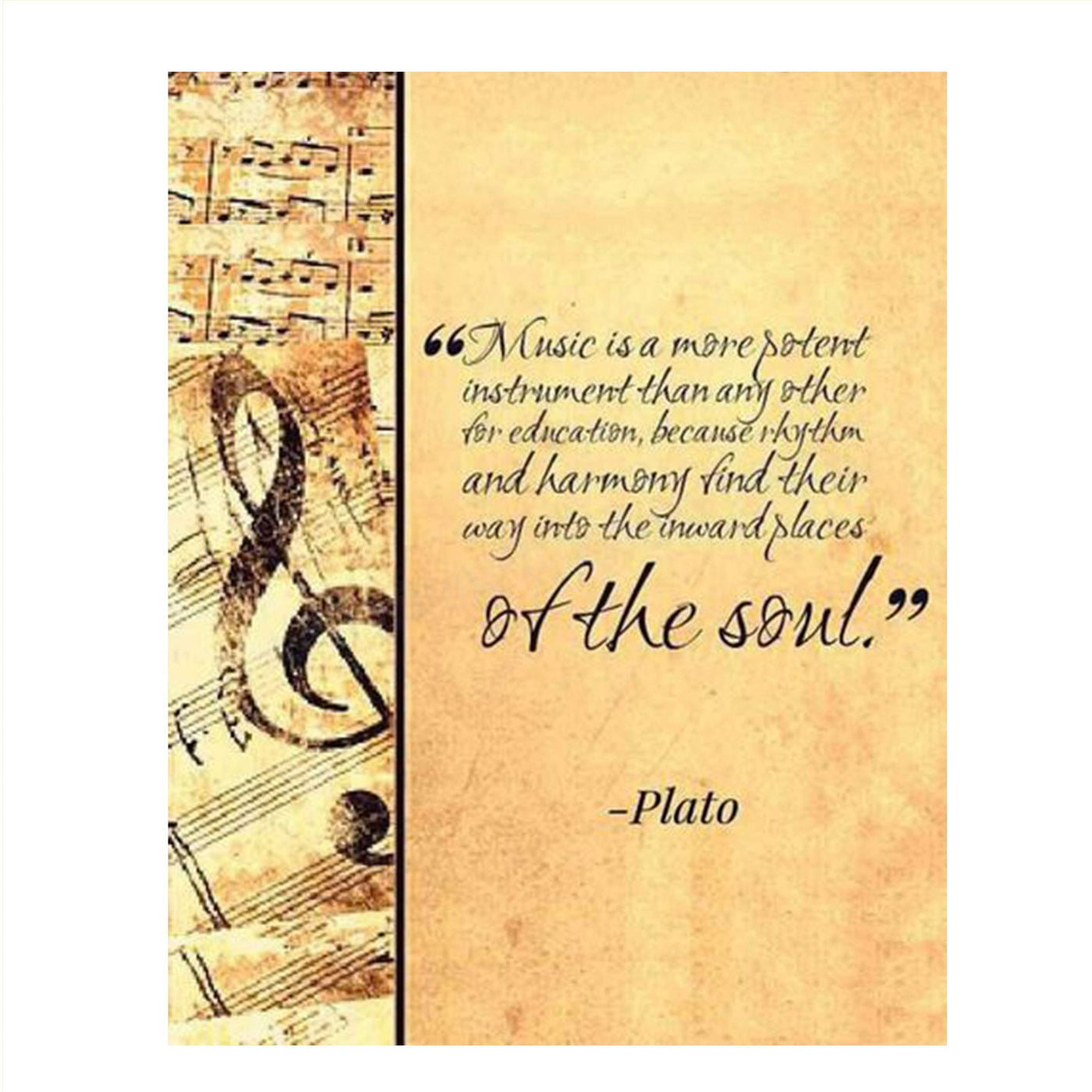 Plato Quotes Wall Art-"Music Finds Its Way Into Our Soul"- 8 x 10 Art Wall Print- Ready to Frame. Modern Home D?cor, Studio & Office D?cor. Makes a Perfect Gift for Music Inspiration & Philosophy.