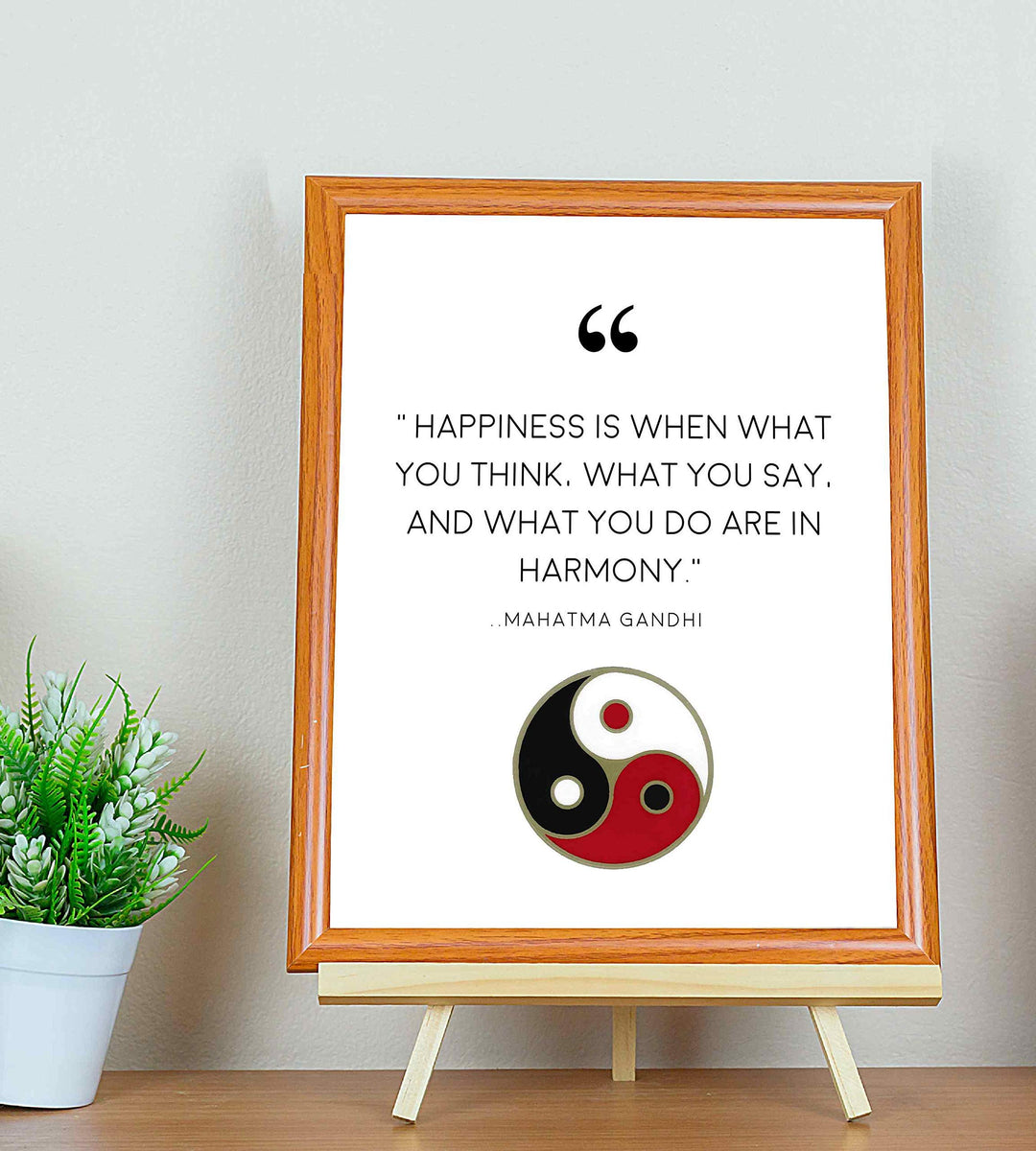 Mahatma Gandhi Quotes-"Happiness-When What You Think-Say-Do In Harmony"-8x10" Spiritual Wall Art Print-Ready to Frame. Modern Home-Studio-Office Decor. Perfect Gift for Motivation, Zen &amp; Inspiration!