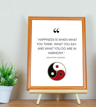 Mahatma Gandhi Quotes-"Happiness-When What You Think-Say-Do In Harmony"-8x10" Spiritual Wall Art Print-Ready to Frame. Modern Home-Studio-Office Decor. Perfect Gift for Motivation, Zen & Inspiration!