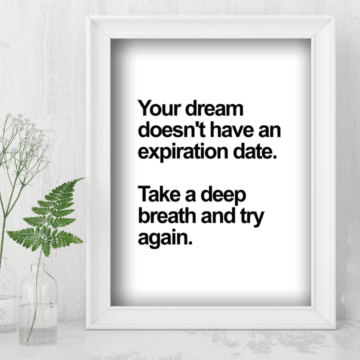 Take A Deep Breath &amp; Try Again Motivational Wall Art Decor -8 x 10" Inspirational Typography Print -Ready to Frame. Perfect Decoration for Home-Office-Work-Desk Sign. Great Gift of Motivation!