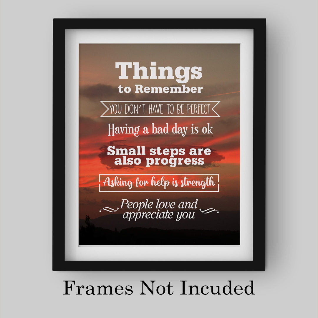 Things to Remember-Make Life Better-Wall Art Sign- 8 x 10" Inspirational Sunset Print-Ready to Frame. Motivational Print for Home-Office-School-Dorm Decor. Great Reminders for Inspiration!