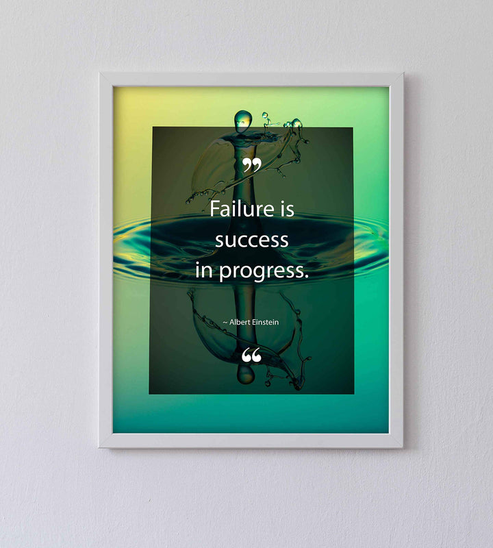 Albert Einstein-"Failure Is Success In Progress" Motivational Quotes Wall Art-8 x 10" Typographic Poster Print-Ready to Frame. Inspirational Home-Office-Dorm Decor. Positive Classroom Decoration!