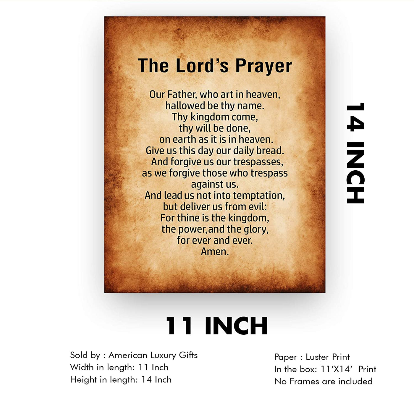 "The Lord's Prayer"- Scripture Wall Art Print -11 x 14"