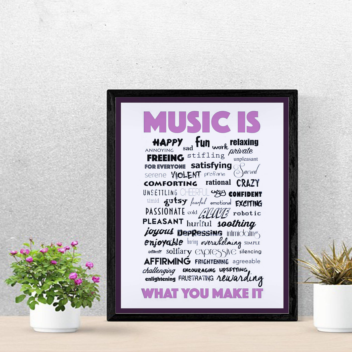 Music Is What You Make It-Inspirational Word Art Wall Sign-11 x 14" Motivational Poster Print-Ready to Frame. Perfect Home-Office-Studio-Dorm-Classroom Decor. Great Gift for All Music Fans!