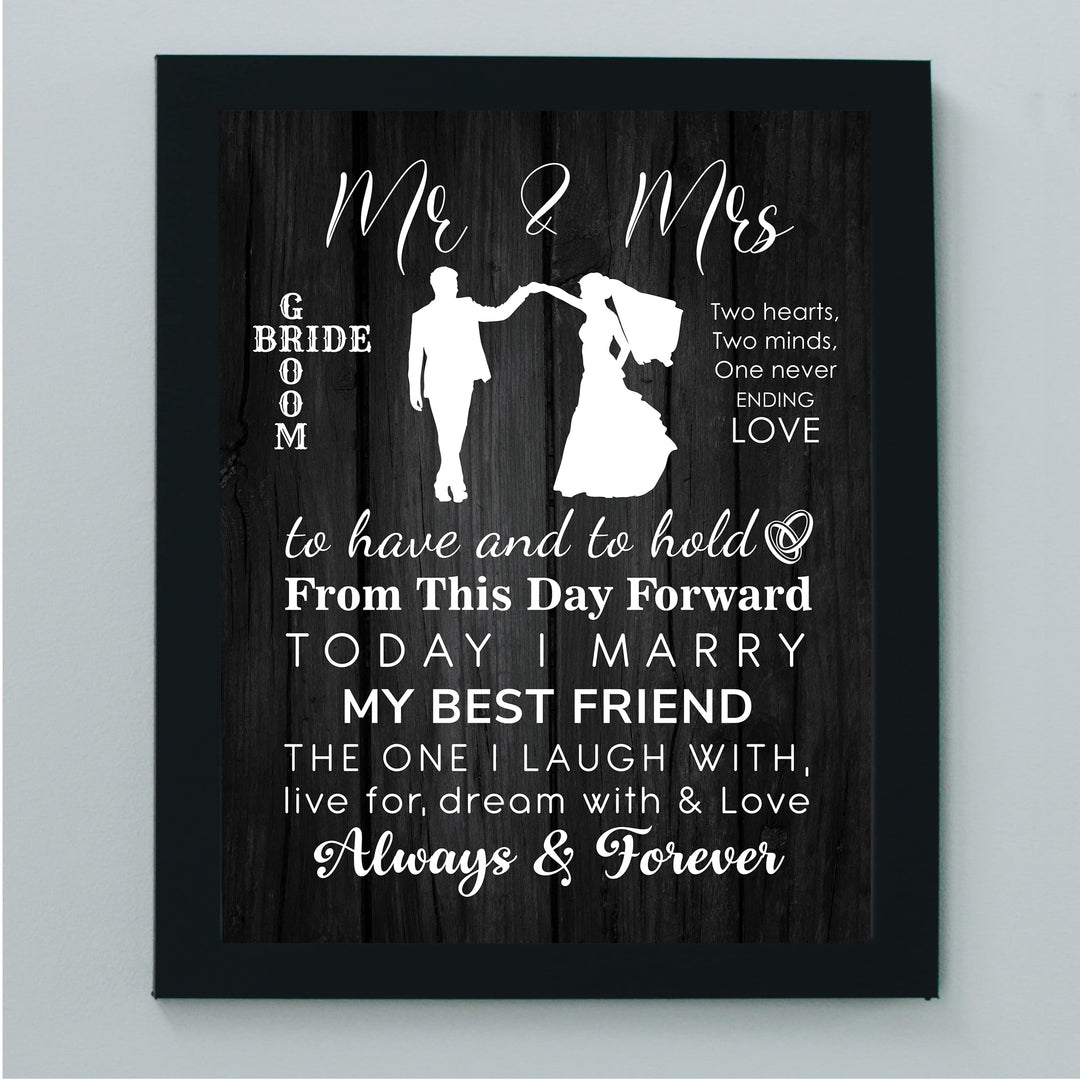 "Mr &amp; Mrs - Always &amp; Forever" Wedding Quotes Wall Art Decor -11 x 14" Inspirational Love &amp; Marriage Print-Ready to Frame. Romantic Wedding &amp; Anniversary Gift for Husband, Wife &amp; Newlyweds