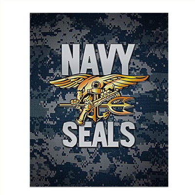 Navy Seals Trident Logo Print- 8 x 10"- Wall Art Prints-Ready To Frame- Official Navy Seals Trident On Camo-Replica Poster Print. Home Decor-Office Decor-Military Decor. Pride For Some of the Best.