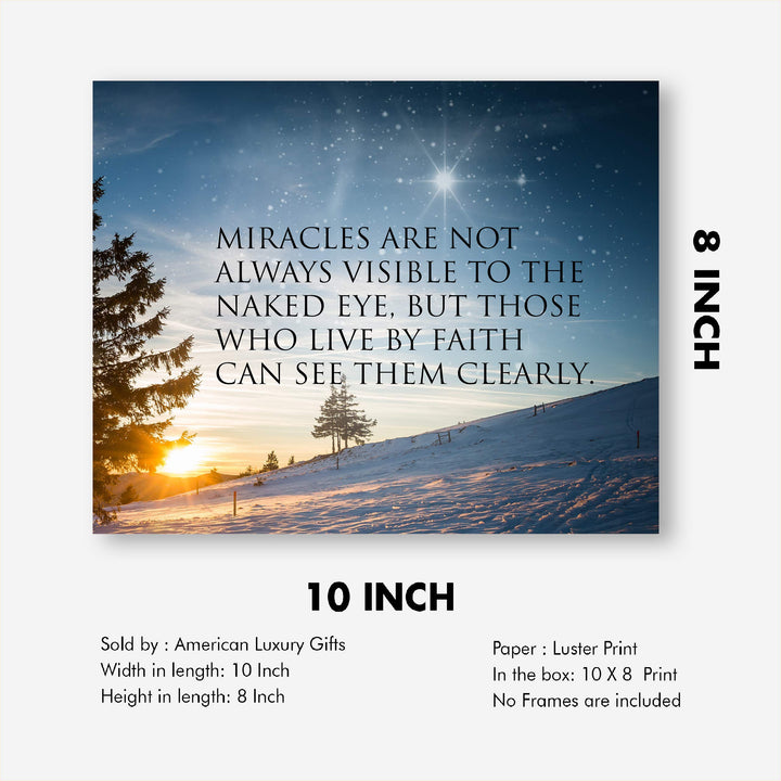 Miracles Not Always Visible to the Naked Eye Inspirational Wall Art Quotes -10 x 8" Starry Night Sunset Print-Ready to Frame. Modern Typographic Home-Office-School-Dorm Decor. Great Gift of Faith!