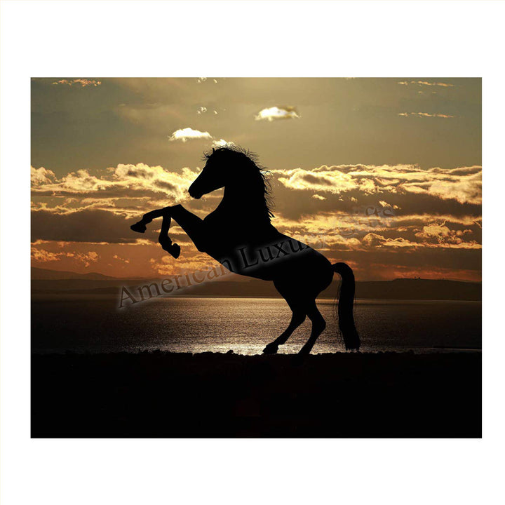 Majestic Horse at Sunset - 8 x 10 Print Wall Art- Ready to Frame- Home D?cor, Office D?cor &amp; Wall Prints for Animal, Horse &amp; Beach Theme Wall Decor. Feel the Power of the Stallion Rearing Up!