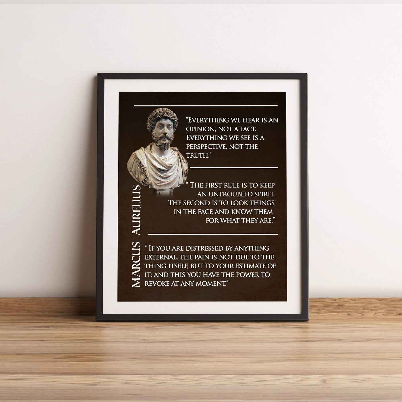 Marcus Aurelius-"First Rule Is To Keep An Untroubled Spirit"-11 x 14" Inspirational Quotes Wall Print-Ready to Frame. Old World Decor for Home-Office-Classroom-Library. Great Philosophical Quotes!