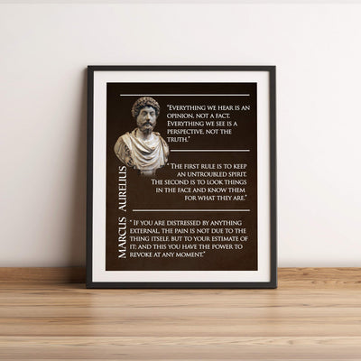 Marcus Aurelius-"First Rule Is To Keep An Untroubled Spirit"-11 x 14" Inspirational Quotes Wall Print-Ready to Frame. Old World Decor for Home-Office-Classroom-Library. Great Philosophical Quotes!