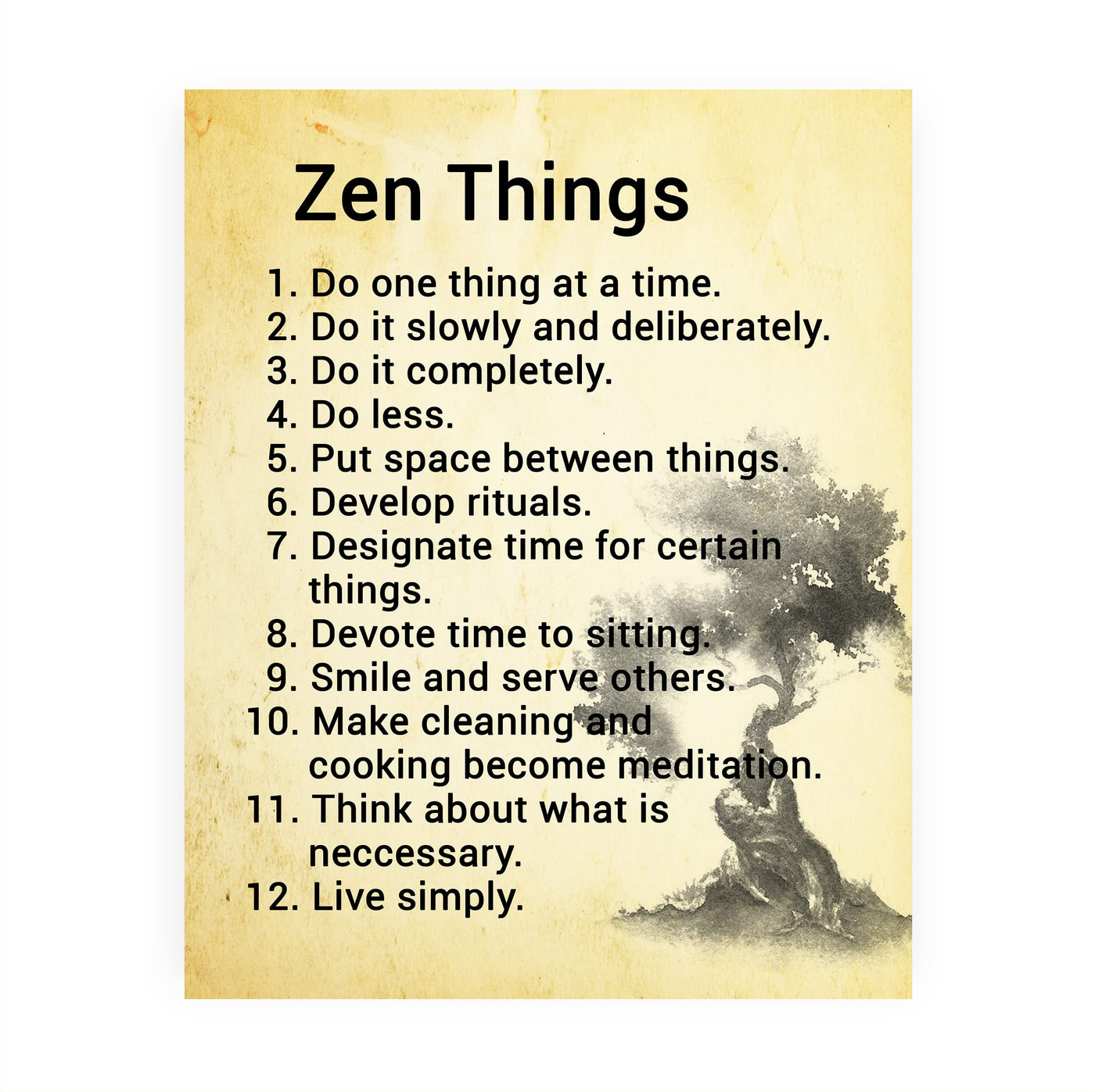 Zen Things - Live Simply Spiritual Quotes Wall Art- 8 x 10" Inspirational Meditation Print -Ready to Frame. Motivational Decor for Home-Yoga Studio-Office. Great Positive Decoration for All!