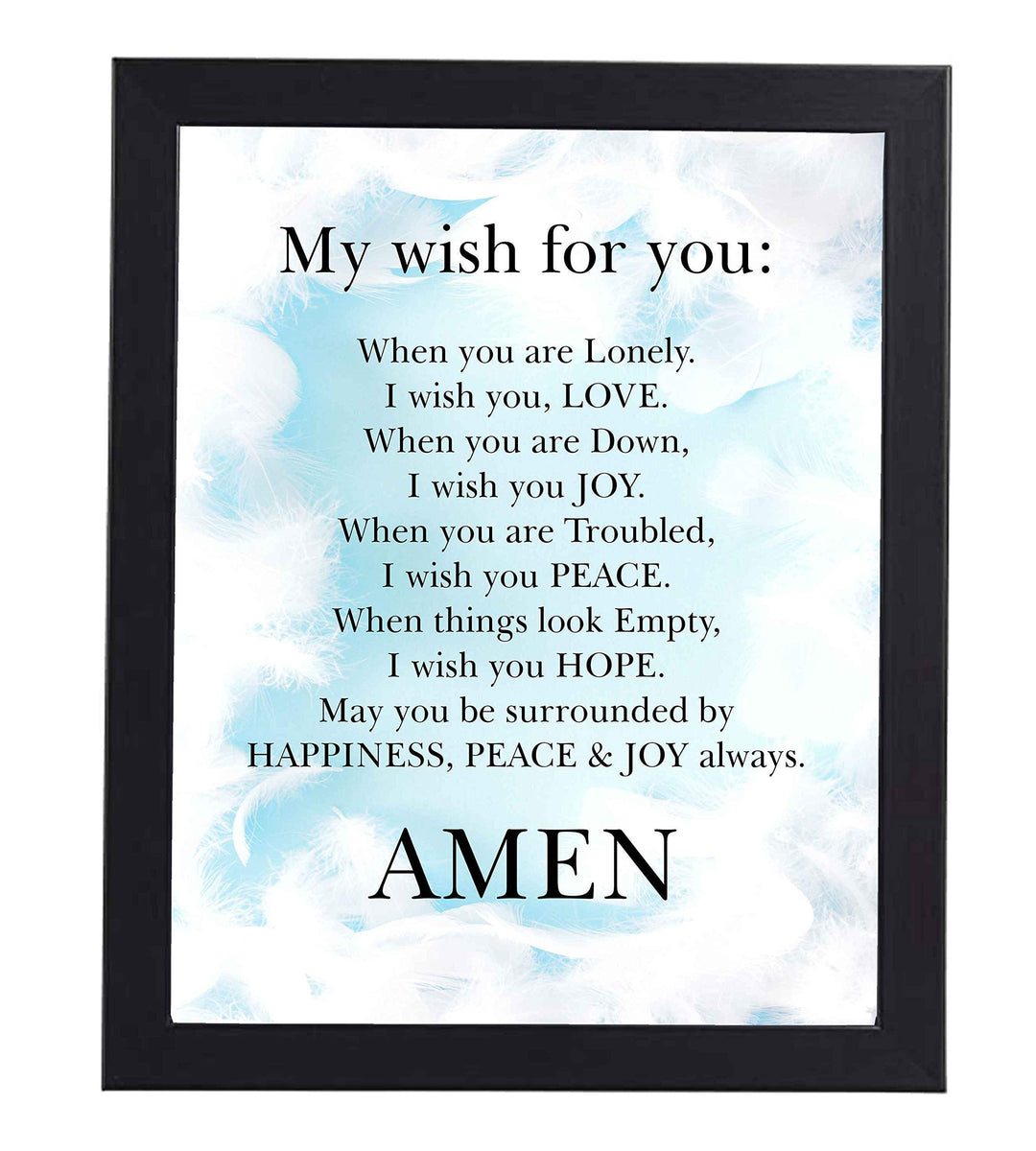 My Wish For You-Happiness, Peace &amp; Joy Always Christian Prayer Wall Art-8 x 10" Typographic Poster Print-Ready to Frame. Inspirational Home-Office-Church Decor. Great Positive Gift of Love &amp; Hope!