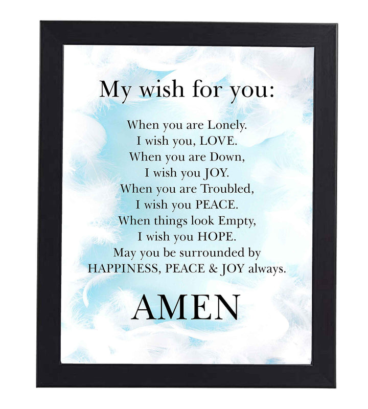 My Wish For You-Happiness, Peace &amp; Joy Always Christian Prayer Wall Art-8 x 10" Typographic Poster Print-Ready to Frame. Inspirational Home-Office-Church Decor. Great Positive Gift of Love &amp; Hope!