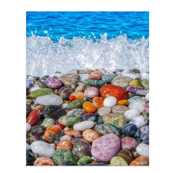 Gemstone Beach- 8 x 10" Print Wall Decor Art- Ready to Frame. Home D?cor-Office D?cor. Beautiful Natural Stones Polished By Beach Waves. Great Art Gift for Nature- Coastal- Rock Lovers.