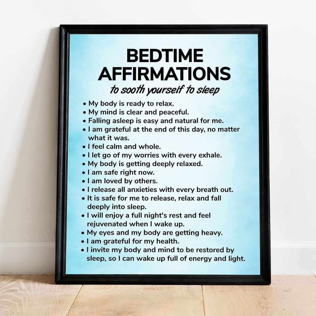 Bedtime Affirmations-Inspirational Quotes Wall Art -11 x 14" Motivational Night Time Poster Print -Ready to Frame. Ideal for Home D?cor-Bedroom Decor. Great Reminders &amp; Inspiration for Sleep!