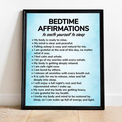 Bedtime Affirmations-Inspirational Quotes Wall Art -11 x 14" Motivational Night Time Poster Print -Ready to Frame. Ideal for Home D?cor-Bedroom Decor. Great Reminders & Inspiration for Sleep!