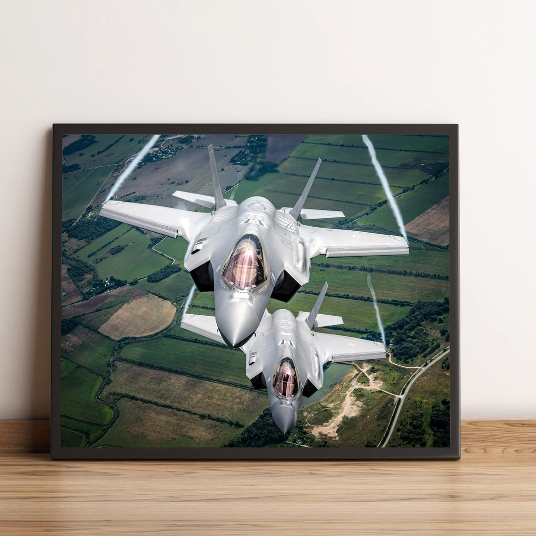 F-35 Lightning II Fighter Jet -10x8" Military Aircraft Wall Print -Ready to Frame. Home-Office-School Decor. Perfect Sign for Game Room-Garage-Cave! Great Gift for Active Duty Military &amp; Veterans!
