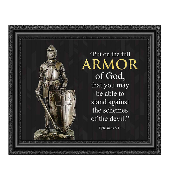 Put On the Full Armor of God-Ephesians 6:11-Bible Verse Wall Art -10 x 8" Scripture Poster Print-Ready to Frame. Perfect Decor for Home-Office-Church. Great Spiritual Gift and Christian Decoration!