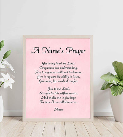 A Nurse's Prayer Inspirational Christian Wall Art -8 x 10" Modern Typographic Poster Print-Ready to Frame. Home-Office-Nursing School-Clinic Decor. Great Gift of Inspiration for All Nurses!