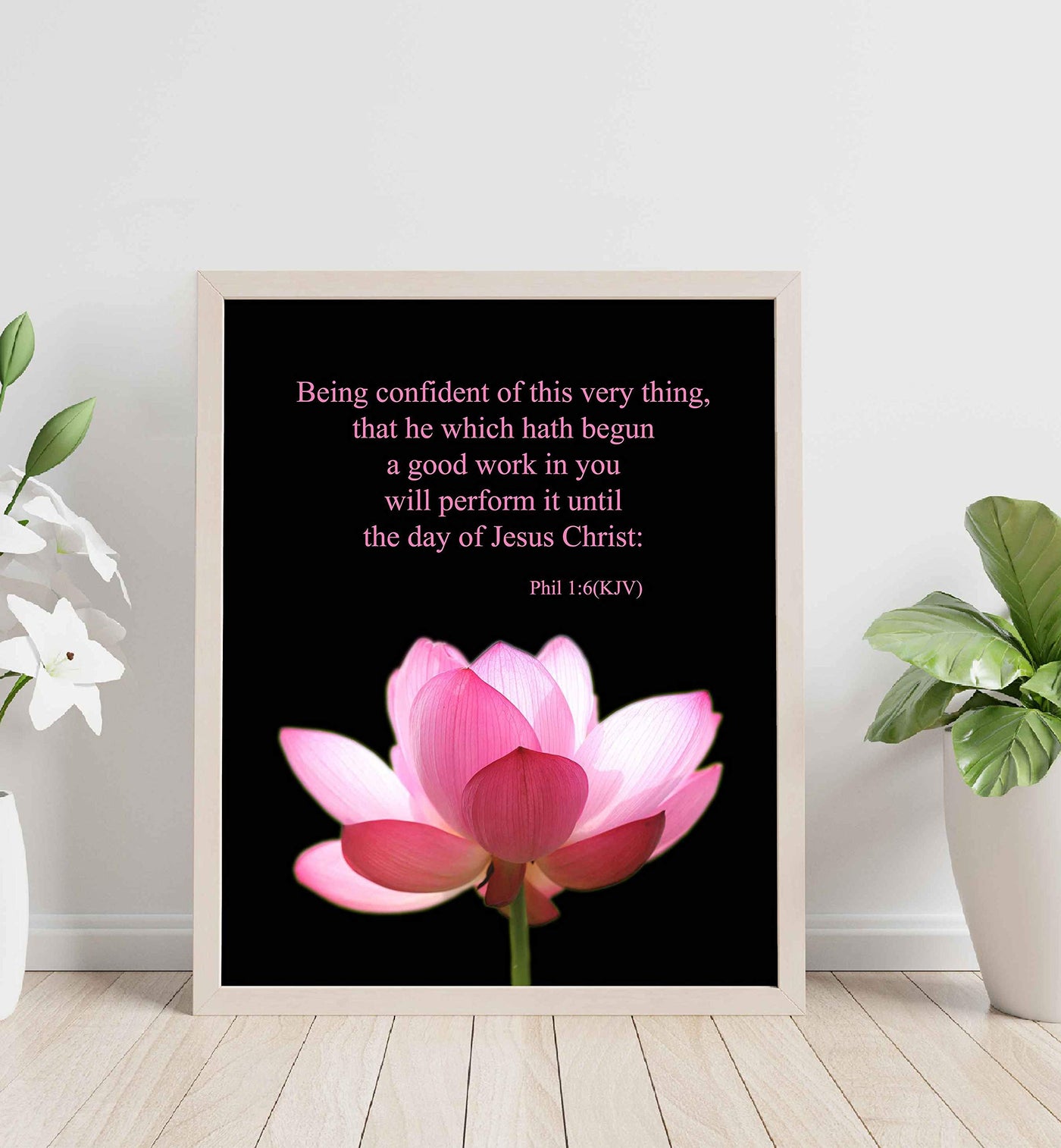 ?Being Confident of This Very Thing? Philippians 1:6-Bible Verse Wall Art- 8x10" Floral Typographic Christian Print-Ready to Frame. Home-Office-Church D?cor. Scripture Print to Inspire Confidence.