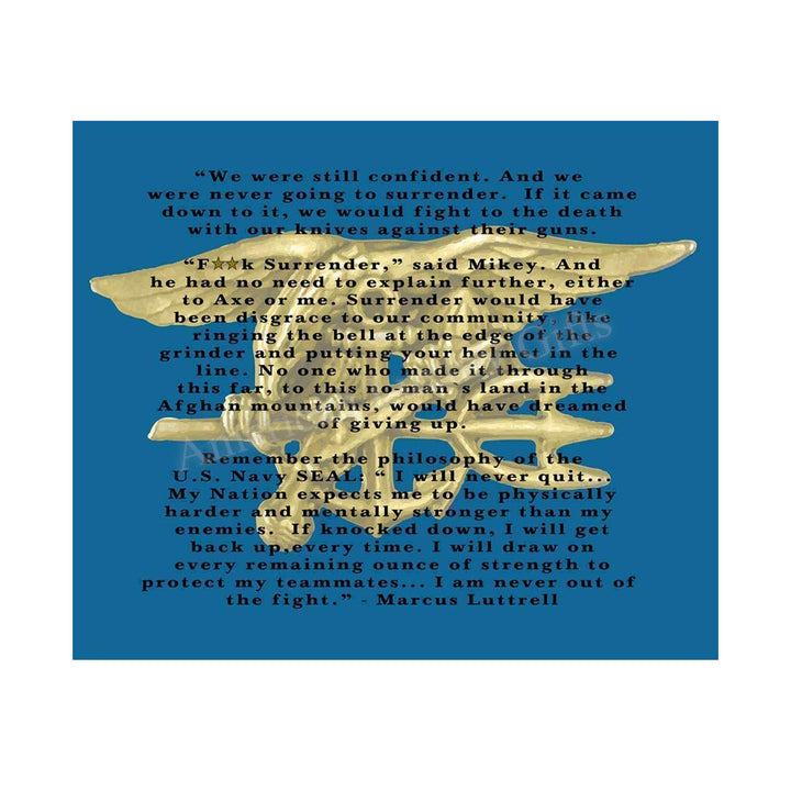 I Am Never Out of the Fight- Marcus Luttrell Quotes Print- Excerpt from Lone Survivor-10 x 8" Typographic Wall Art-Ready To Frame- Military Decor Poster Print. Home-Office-Garage-Bar-Man Cave Decor.