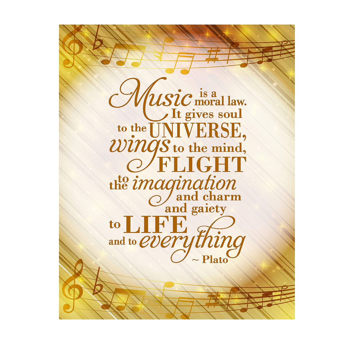 Music Gives Flight To Life & Everything- Plato Quotes Wall Art- 8 x 10" Wall Print-Ready to Frame. Modern Home-Studio-Office-School Music D?cor. Perfect Gift for Music Inspiration & Philosophy.