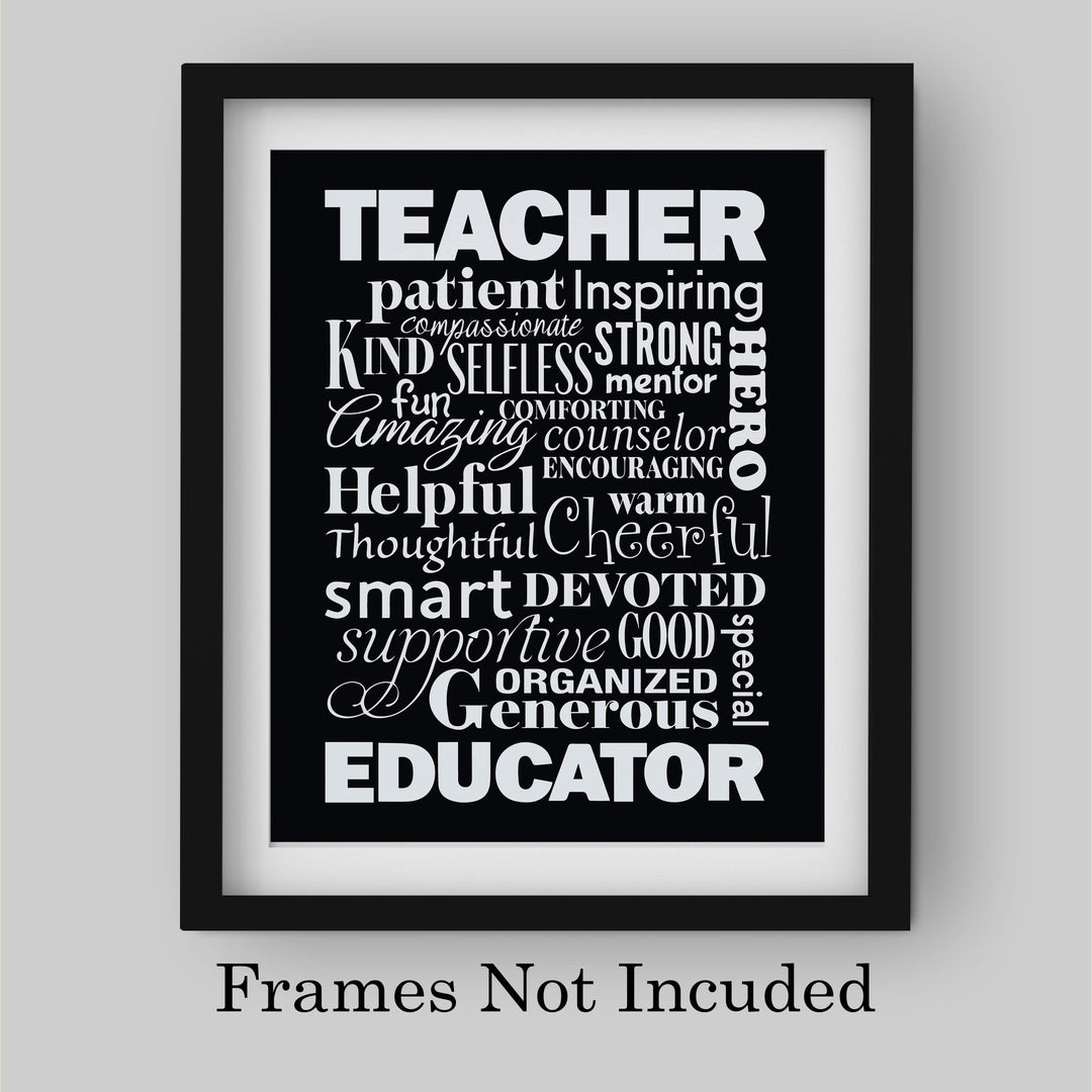 The Perfect Teacher-Educator Inspirational Wall Print- 8 x 10" Beautifully Designed Modern Typographic Word Art-Ready to Frame. Motivational Home-Office-Classroom Decor. Great Gift of Appreciation!