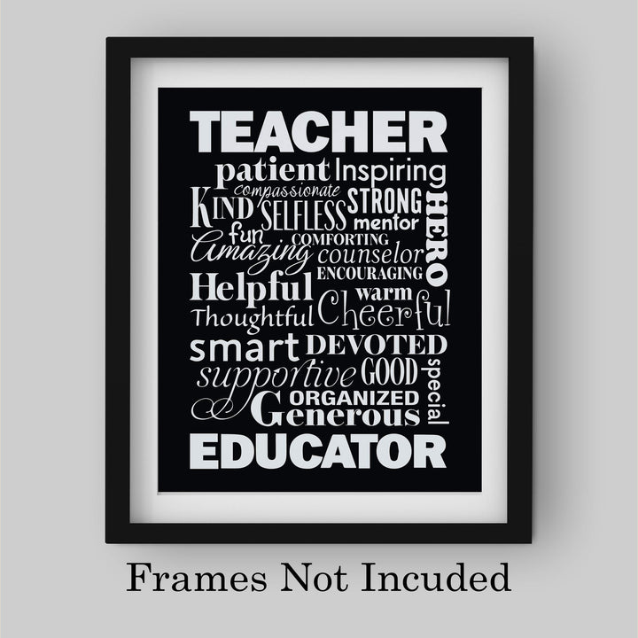 The Perfect Teacher-Educator Inspirational Wall Print- 8 x 10" Beautifully Designed Modern Typographic Word Art-Ready to Frame. Motivational Home-Office-Classroom Decor. Great Gift of Appreciation!