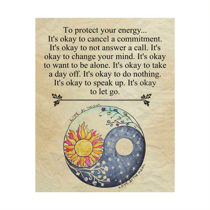 Protect Yourself- Live &amp; Love- Inspirational Wall Art- 8 x 10" Poster Print-Ready to Frame. Modern Zen, Parchment Print Design Decor for Home, Bedroom, Office &amp; Studio. It&